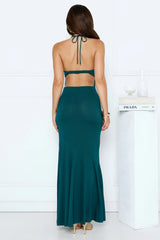 Higher Standards Halter Maxi Dress Teal
