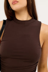 Perfect Stranger Camille High Neck Maxi Dress Brown