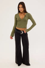 Motel Emesy Long Sleeve Top Khaki
