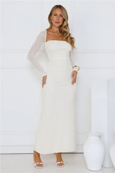 Hot Girl Habits Long Sleeve Maxi Dress Beige