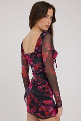 Luck & Trouble Florentina Recycled Mesh Mini Dress Floral Print