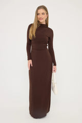 Perfect Stranger Rosie Long Sleeve Maxi Dress Brown