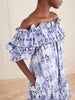 Breakfast off-the-shoulder tiered printed cotton midi dress