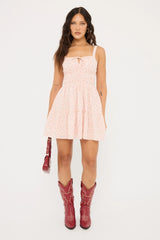 Luck & Trouble Ditsy Floral Isola Mini Dress Pink Floral