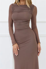 Thinking Pretty Long Sleeve Maxi Dress Mushroom