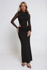 Star Crossed Moment Long Sleeve Maxi Dress Black
