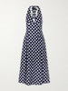 Murano polka-dot linen halterneck midi dress