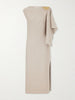 Draped wool-blend knitted midi dress