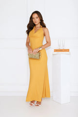 Golden Hour Edit Halter Mesh Maxi Dress Orange