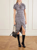 Logo-embroidered Striped gathered cotton jersey midi dress