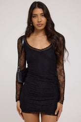 Luck & Trouble Lilliana Lace Mini Dress Black