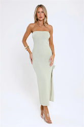 Tidal Glow Strapless Maxi Dress Green