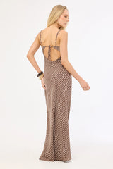Perfect Stranger Priscilla Chiffon Maxi Dress Taupe Print