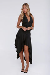 Glowberry Halter Midi Dress Black