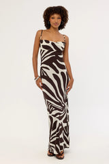 Perfect Stranger Drift Chiffon Maxi Dress Brown Print