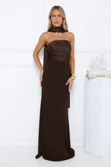 Luxe Nights Strapless Maxi Dress Chocolate