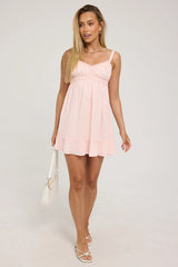 Luck & Trouble Tulip Cotton Mini Dress Pink