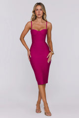 Bodycon Energy Bandage Midi Dress Magenta