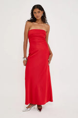 Perfect Stranger Carly Strapless Maxi Dress Red