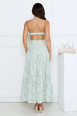 Honey Petal Haze Strapless Maxi Dress Sage
