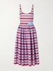 Eglantine belted striped cotton midi dress