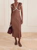 Elvira lace-trimmed satin midi dress