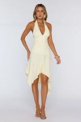 Glowberry Halter Midi Dress Yellow