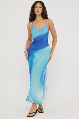 Perfect Stranger Nixie Recycled Maxi Dress Blue Print