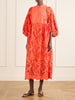 Bow-detailed embroidered poplin and lace midi dress