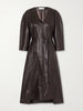 Dolman belted leather midi dress
