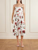 Belted pleated floral-print cotton-blend poplin midi dress