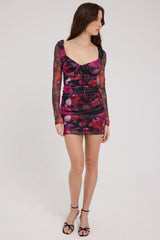 Luck & Trouble Florentina Recycled Mesh Mini Dress Floral Print