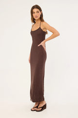 Luck & Trouble Shimmer Halter Glitter Maxi Dress Brown