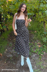 Luck & Trouble Issy Polka Mesh Midi Dress Brown Polka