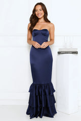 Deep Ocean Strapless Maxi Dress Navy