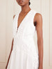Floral-embroidered linen midi dress
