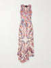 Cut-out paisley-print satin-jersey midi dress