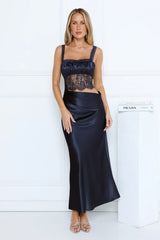 Runway Nights Satin Maxi Dress Navy