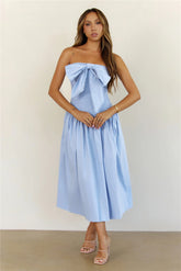 Poolside Whispers Halter Midi Dress Blue