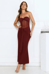 Can’t Get Enough Strapless Maxi Dress Burgundy