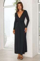 Gatekeep Long Sleeve Maxi Dress Black