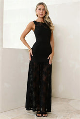 Moon Veil Lace Maxi Dress Black