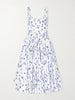 Elita belted floral-print cotton-poplin midi dress