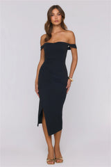 Editorial Mood Off Shoulder Midi Dress Black