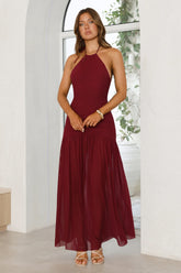 One To Remember Halter Maxi Dress Wine
