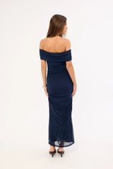 Luck & Trouble Millie Mesh Midi Dress Navy