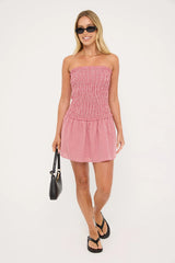 Luck & Trouble Frankie Shirred Mini Dress Red Gingham