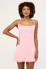 Luck & Trouble Shimmer Tie Back Mini Dress Pink