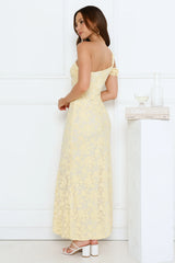 Velour Glow One Shoulder Maxi Dress Yellow