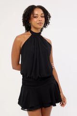 Luck & Trouble Kera Halter Mini Dress Black